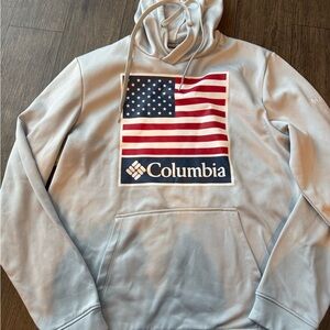 Columbia Light Gray Hoodie with American Flag